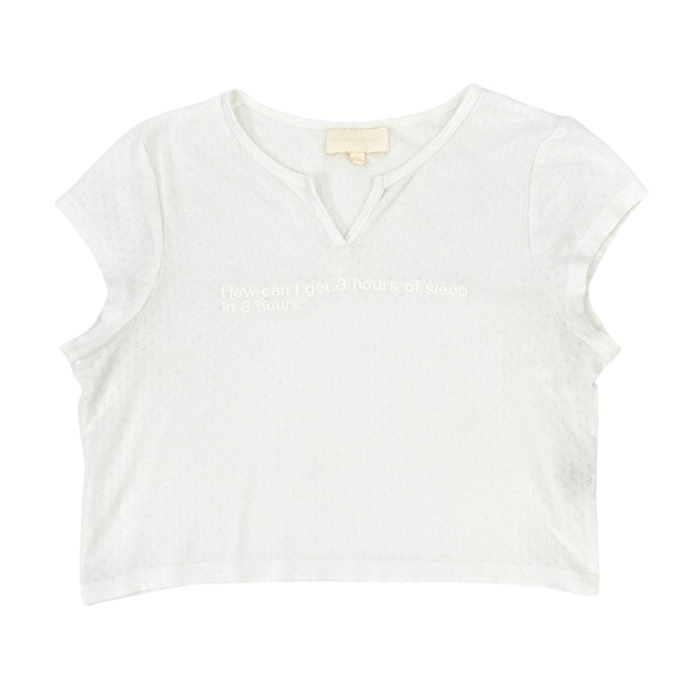 My Mum Made It White Cotton Pointelle Embroidered Baby Tee Cropped Top sz 6